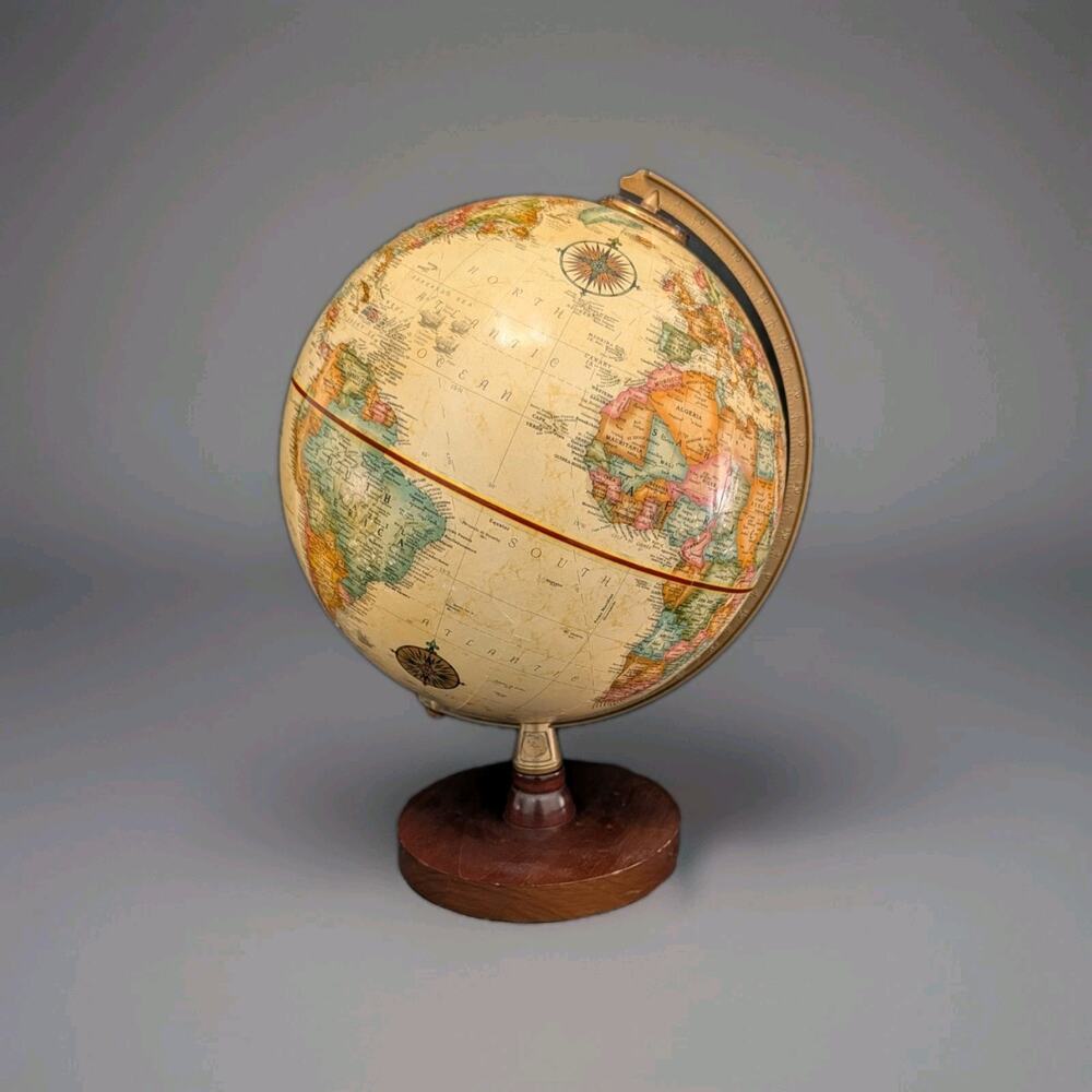 Replogle Globe World Classic Series 9 Inch Diameter Vintage On Hardwood Base